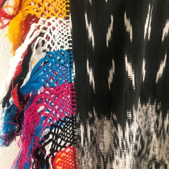 Sensistudio Poncho colorful fringe hem one size - Picture 2 of 5